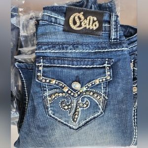Cello jeans with rhinestones on pockets
